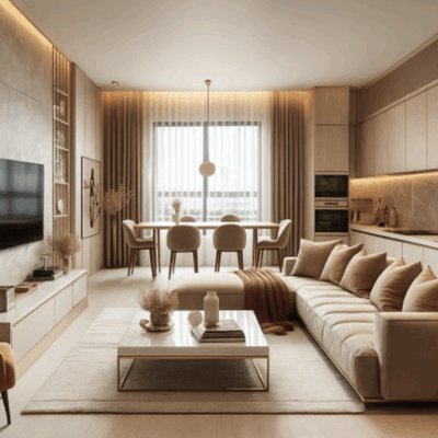 Projekt salonu z kuchnią SK1