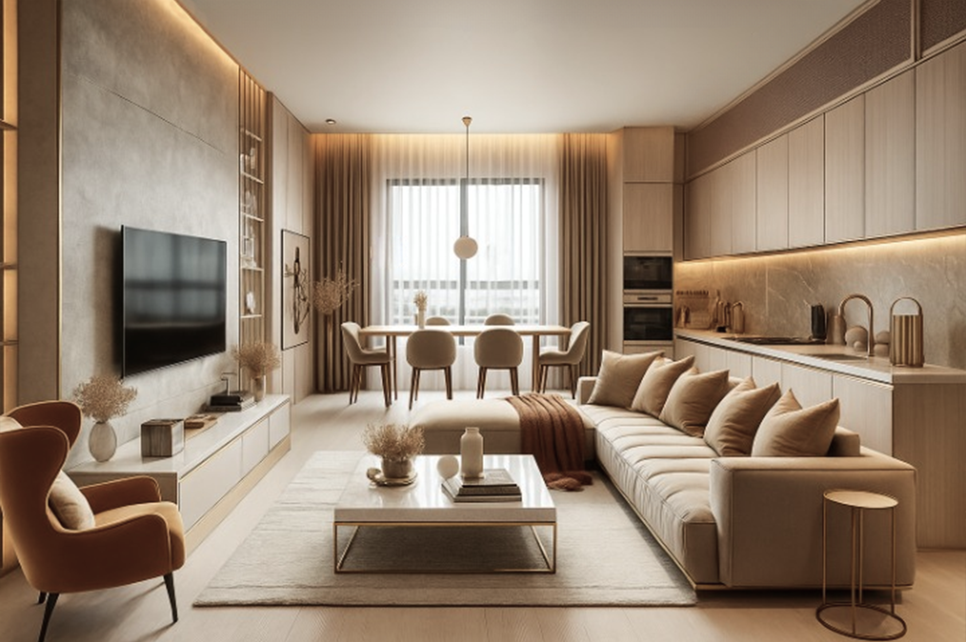 Projekt salonu z kuchnią SK1