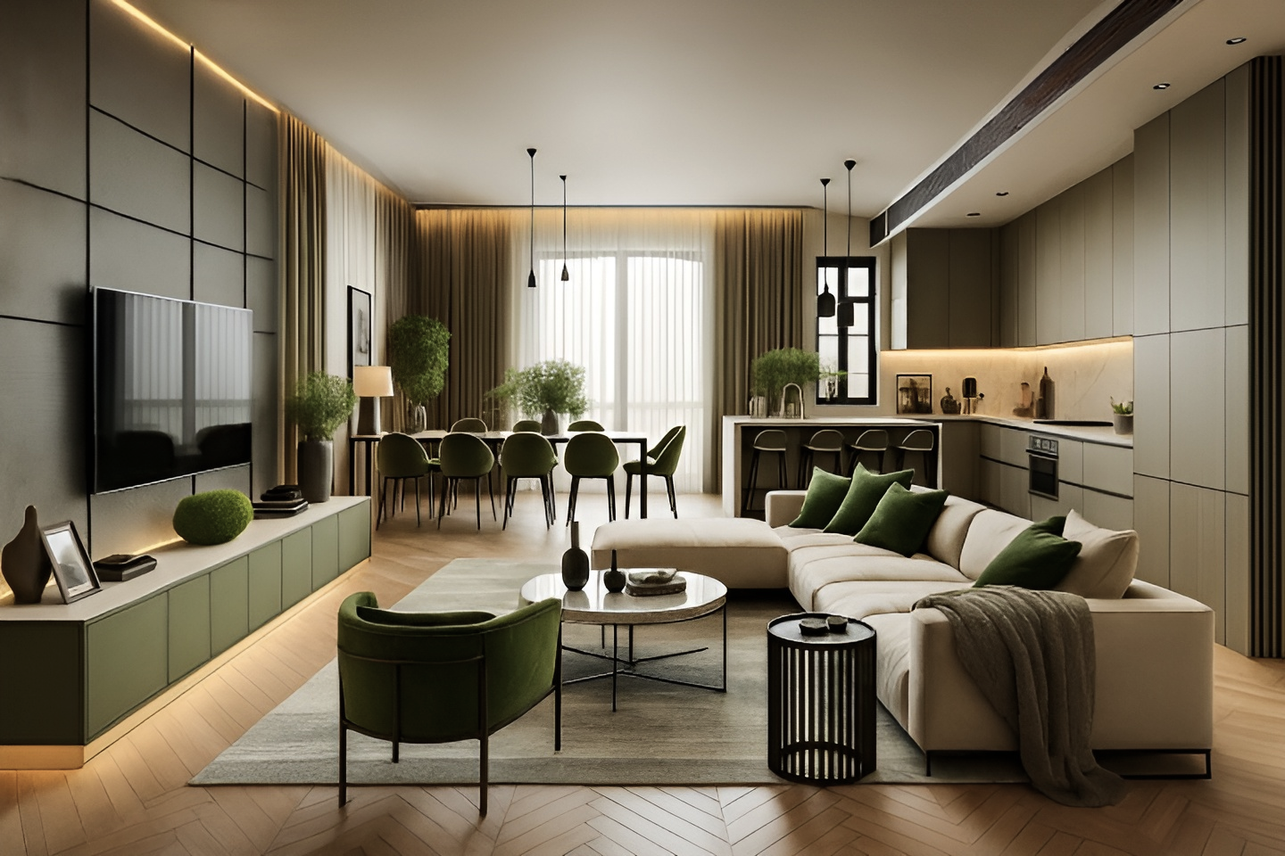 Projekt salonu z kuchnią SK3