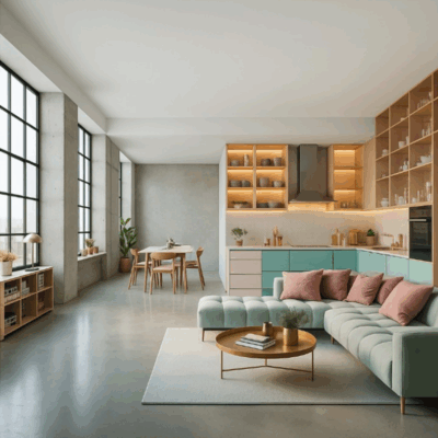 Projekt  salonu z kuchnią SK13