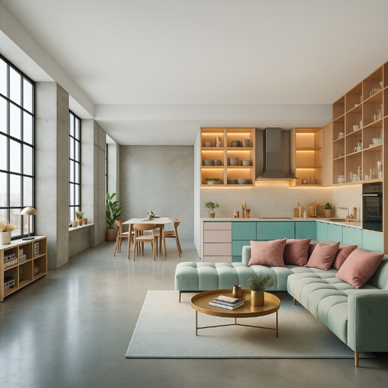 Projekt salonu z kuchnią SK13