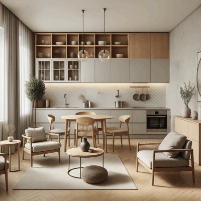 Projekt  salonu z kuchnią SK48