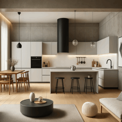 Projekt  salonu z kuchnią SK49