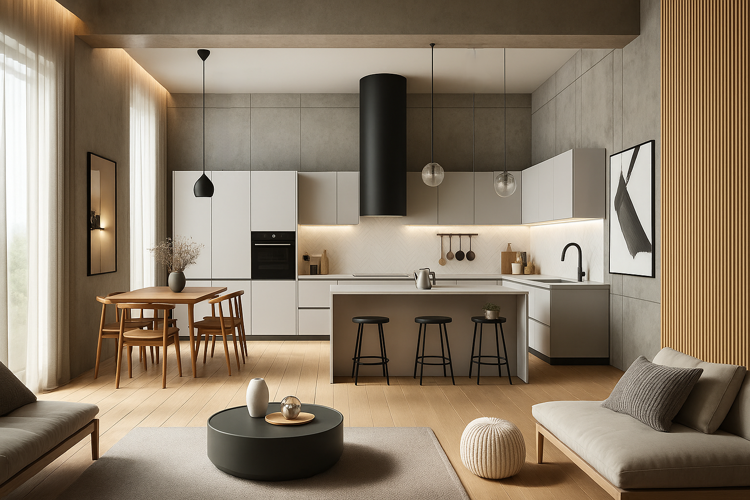 Projekt salonu z kuchnią SK49