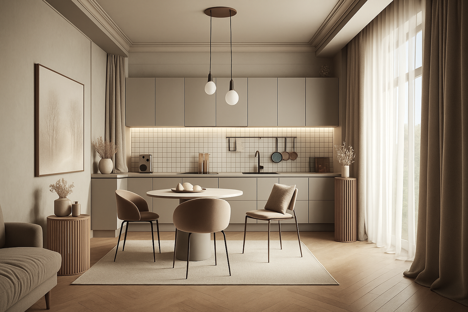 Projekt salonu z kuchnią SK49